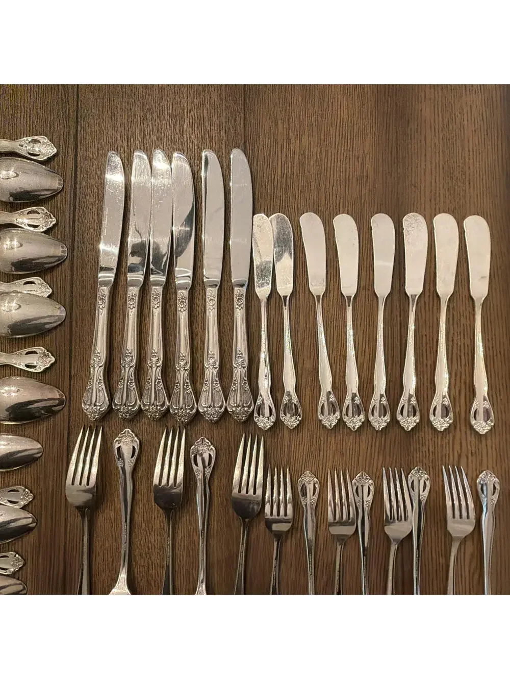 Ornate Scroll Stainless Flatware Set 42 Piece Set with Serving Pieces